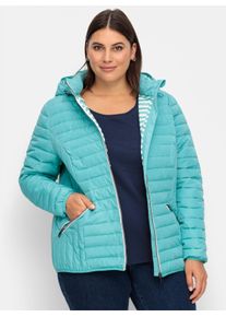 sheego Gro&szlig;e Gr&ouml;&szlig;en Steppjacke mit gestreiftem Innenfutter, aqua, Gr&ouml;&szlig;e 54 - Damen