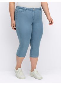 sheego Große Größen 3/4-Jeans mit Bändchen-Verzierung, blue-bleached, Größe 25 - Damen