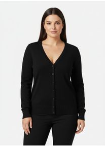 sheego Gro&szlig;e Gr&ouml;&szlig;en Strickjacke mit V-Ausschnitt, schwarz, Gr&ouml;&szlig;e 44 - Damen