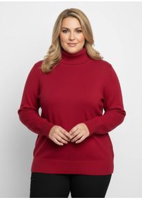 sheego Gro&szlig;e Gr&ouml;&szlig;en Rollkragenpullover aus Feinstrick, rot, Gr&ouml;&szlig;e 52 - Damen