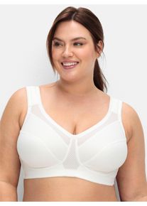 sheego Gro&szlig;e Gr&ouml;&szlig;en Sport-BH ohne B&uuml;gel mit Netzeins&auml;tzen, wei&szlig;, Gr&ouml;&szlig;e 95B - Damen