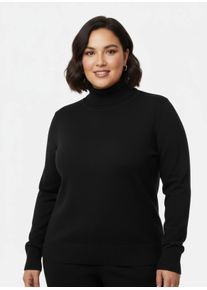 sheego Gro&szlig;e Gr&ouml;&szlig;en Rollkragenpullover aus Feinstrick, schwarz, Gr&ouml;&szlig;e 44 - Damen