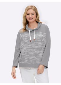 sheego Große Größen Sweatshirt aus innen angerautem Baumwoll-Mix, steingrau-bedruckt, Größe 54 - Damen