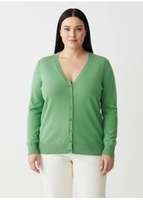 sheego Gro&szlig;e Gr&ouml;&szlig;en Strickjacke mit V-Ausschnitt, apfel, Gr&ouml;&szlig;e 52 - Damen
