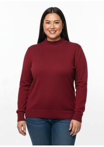 sheego Gro&szlig;e Gr&ouml;&szlig;en Stehkragenpullover mit Ripp-Abschl&uuml;ssen, rot, Gr&ouml;&szlig;e 48 - Damen
