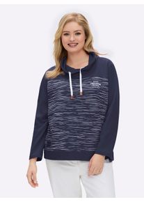 sheego Große Größen Sweatshirt aus innen angerautem Baumwoll-Mix, marine-bedruckt, Größe 54 - Damen