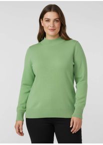sheego Gro&szlig;e Gr&ouml;&szlig;en Stehkragenpullover mit Ripp-Abschl&uuml;ssen, apfel, Gr&ouml;&szlig;e 48 - Damen