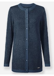 sheego Gro&szlig;e Gr&ouml;&szlig;en Strickjacke in Boucl&eacute;-Qualit&auml;t, rauchblau, Gr&ouml;&szlig;e 54 - Damen