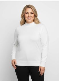 sheego Gro&szlig;e Gr&ouml;&szlig;en Stehkragenpullover mit Ripp-Abschl&uuml;ssen, ecru, Gr&ouml;&szlig;e 46 - Damen
