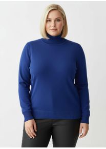sheego Gro&szlig;e Gr&ouml;&szlig;en Stehkragenpullover mit Ripp-Abschl&uuml;ssen, royalblau, Gr&ouml;&szlig;e 54 - Damen