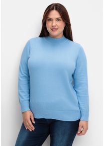 sheego Gro&szlig;e Gr&ouml;&szlig;en Strickpullover mit geripptem Stehkragen, himmelblau, Gr&ouml;&szlig;e 48 - Damen