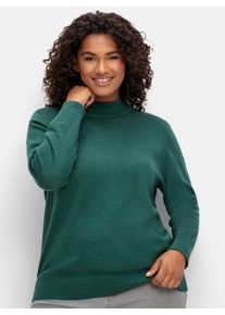 sheego Gro&szlig;e Gr&ouml;&szlig;en Strickpullover mit geripptem Stehkragen, tanne, Gr&ouml;&szlig;e 54 - Damen