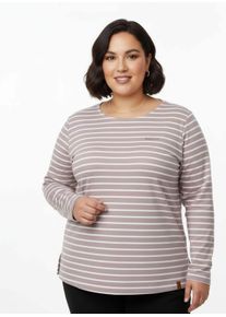 sheego Große Größen Sweatshirt im Ringel-Dessin, mauve-ecru-geringelt, Größe 40 - Damen