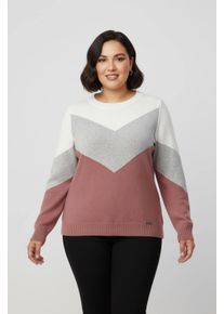 sheego Gro&szlig;e Gr&ouml;&szlig;en Rundhalspullover mit Colour-Blocking, rosenholz-hellgrau-meliert, Gr&ouml;&szlig;e 54 - Damen