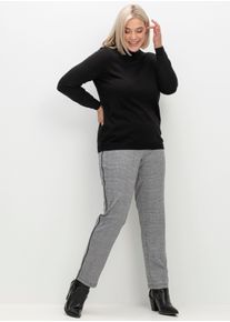 sheego Große Größen Wirkhose mit seitlicher Kontrastpaspel, grau-kariert, Größe 50 - Damen