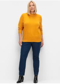 sheego Gro&szlig;e Gr&ouml;&szlig;en Strickpullover mit geripptem Stehkragen, ocker, Gr&ouml;&szlig;e 44 - Damen
