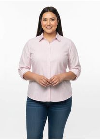 sheego Große Größen Gestreifte Bluse mit längenregulierbaren Ärmeln, rosé-ecru-gestreift, Größe 50 - Damen