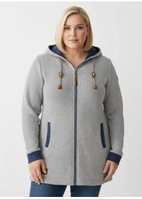 sheego Gro&szlig;e Gr&ouml;&szlig;en Sweatjacke mit Kapuze, steingrau-rauchblau, Gr&ouml;&szlig;e 54 - Damen