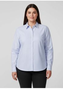 sheego Große Größen Gestreifte Bluse mit längenregulierbaren Ärmeln, bleu-ecru-gestreift, Größe 50 - Damen