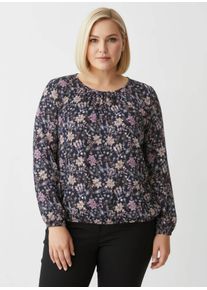 sheego Große Größen Schlupfbluse in Blüten-Dessin, marine-rosenquarz-bedruckt, Größe 42 - Damen