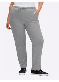 sheego Gro&szlig;e Gr&ouml;&szlig;en Jerseyhose mit Tunnelzug und Bindeband, grau-meliert, Gr&ouml;&szlig;e 54 - Damen