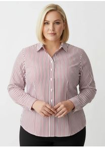 sheego Gro&szlig;e Gr&ouml;&szlig;en Gestreifte Bluse mit l&auml;ngenregulierbaren &Auml;rmeln, rot-ecru-gestreift, Gr&ouml;&szlig;e 44 - Damen