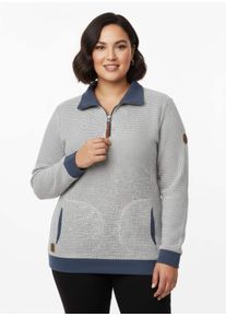 sheego Große Größen Sweatshirt mit Troyerkragen, steingrau-rauchblau, Größe 36 - Damen