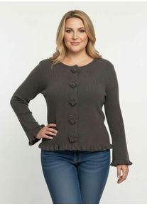 sheego Große Größen Strickjacke mit Druckknöpfen, graphit, Größe 44 - Damen