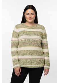 sheego Gro&szlig;e Gr&ouml;&szlig;en Strickpullover mit Streifen-Muster, gr&uuml;n-ecru-gestreift, Gr&ouml;&szlig;e 48 - Damen