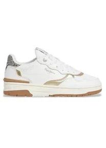 Pepe Jeans f&uuml;r Damen. PLS000004 Chester Schlangenleder Sneakers wei&szlig; (38), Wohnung, 1 bis 3 cm, Schn&uuml;rsenkel, L&auml;ssig