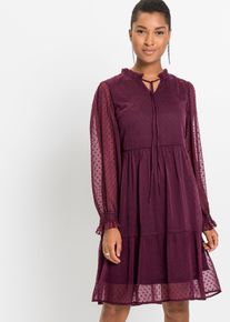 bonprix Minikleid, rot, Gr.34, Chiffonkleid mit Kragen und Schn&uuml;rung vorne