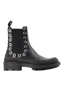 Alexander McQueen Stiefel - Tread Slick Ankle Boots - Black/White - Leather - Gr. 41 (EU) - in Schwarz - f&uuml;r Damen