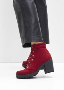 bonprix Schn&uuml;rboots mit Blockabsatz, rot, Gr.38, Schn&uuml;r Stiefelette mit Blockabsatz, aus Vegan