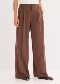 bonprix Bundfaltenhose aus flie&szlig;endem Viskose-Mix, braun, Gr.40, Weit leger fallende Bundfaltenhose