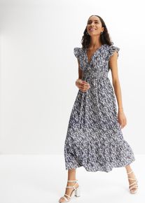 bonprix Maxikleid mit Fl&uuml;gel&auml;rmeln, blau, Gr.54, stylishes Midikleid mit Gummibund