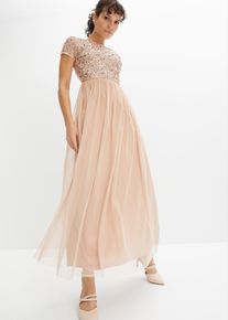 bonprix Maxikleid mit Paillettenstickerei, rosa, Gr.44, Festliches Kleid mit hochwertiger Paillettenstickerei