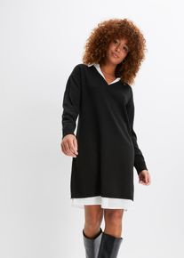 bonprix Strickkleid mit Blusen-Einsatz, schwarz, Gr.40/42 (M), Modisches Strickkleid mit wei&szlig;em Bluseneinsatz.
