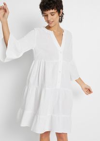 bonprix Tunika-Kleid aus reiner Baumwolle, wei&szlig;, Gr.40, Tunika-Kleid in Musselin-Material, aus Musselin