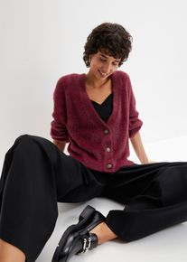 bonprix Strickjacke mit Viskose, rot, Gr.32/34 (XS), Flauschige Strickjacke in verk&uuml;rzter L&auml;nge, aus Viskose