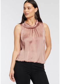 Blusentop Laura Scott, Damen, Gr. 40, rosa, Web, Obermaterial: 100% Polyester. R&uuml;ckenteil: 95% Viskose, 5% Elasthan, clean, gl&auml;nzend, unifarben, l&auml;ssig geschnitten h&uuml;ftlang, Blusen Blusentop, f&uuml;r feminine Anl&auml;sse, mit Stehkragen, l&auml;ssig geschnitten, unifarben