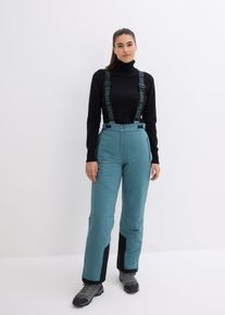 bonprix wasserdichte Ski Funktions-Thermohose mit abnehmbaren Tr&auml;gern, gr&uuml;n, Gr.56, Wasserdichte Skihose mit Schneefang und abnehmbaren Tr&auml;gern, Loose Fit
