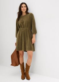 bonprix Kleid aus Jersey-Cord, gr&uuml;n, Gr.48/50 (XL), Ausgestelltes, kurzes Cord-Kleid mit 3/4 Arm, 62% Baumwolle