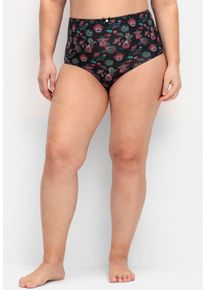 sheego Gro&szlig;e Gr&ouml;&szlig;en Slip im 3er Pack, mit Zierschleife vorne, schwarz+gr&uuml;n+bedruckt, Gr&ouml;&szlig;e 56/58 - Damen