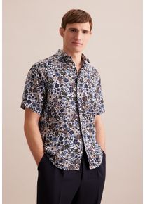 Businesshemd Seidensticker "Regular", Herren, Gr. XL44, normale &Auml;rmell&auml;ngen, braun, 100% Leinen, gebl&uuml;mt, regular fit, gerader Abschluss, Hemden Businesshemd, Regular 1/2 Kentkragen Floral