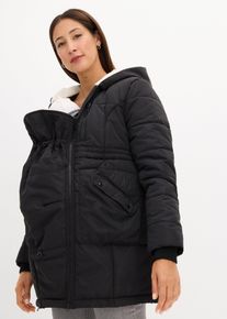 bonprix Gef&uuml;tterte Umstandsjacke mit Baby-Einsatz, schwarz, Gr.34, Kuschelige Jacke in Steppoptik aus recyceltem Polyester