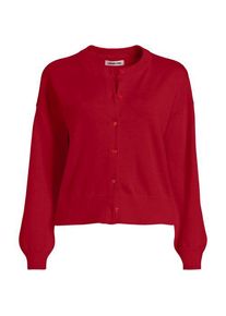 LANDS' END Kurzer Feinstrick-Cardigan aus Baumwolle, Damen,  Rot, Baumwolle, by Lands' End