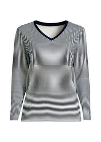 LANDS' END Supima&reg; Langarm-Shirt mit V-Ausschnitt, Damen,  Blau, Baumwolle, by Lands' End