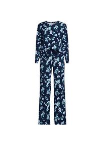 LANDS' END Gemustertes Pyjama-Set aus Baumwoll-Jersey, Damen,  Blau, Elasthan/Baumwoll-Mischung, by Lands' End