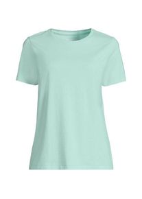 LANDS' END Supima Kurzarm-Shirt mit rundem Ausschnitt, Damen,  Blau, Baumwolle, by Lands' End
