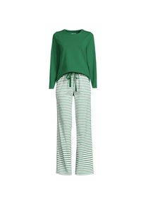 LANDS' END Gemustertes Pyjama-Set aus Baumwoll-Jersey, Damen,  Wei&szlig;, Elasthan/Baumwoll-Mischung, by Lands' End